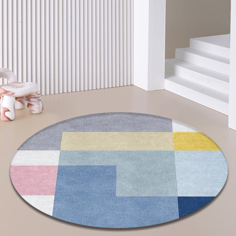 Multicolor Modern Rug Polypropylene Colorblock Rug Pet Friendly Washable Non-Slip Area Rug for Living Room