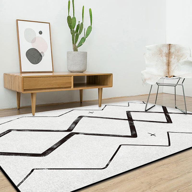 Light Grey Bedroom Rug Southwestern Tribal Geometric Pattern Rug Polypropylene Machine Washable Non-Slip Backing Carpet