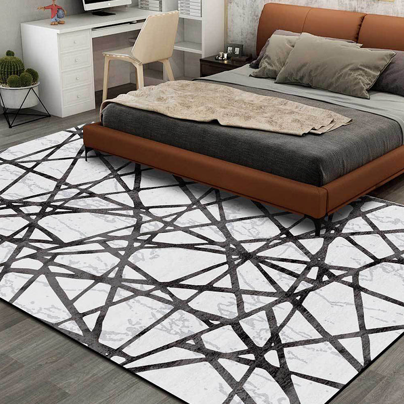 Modernism Geometric Pattern Rug Grey Polyester Rug Non-Slip Pet Friendly Washable Carpet for Drawing Room