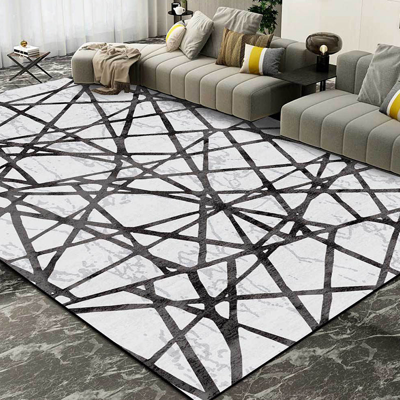 Modernism Geometric Pattern Rug Grey Polyester Rug Non-Slip Pet Friendly Washable Carpet for Drawing Room