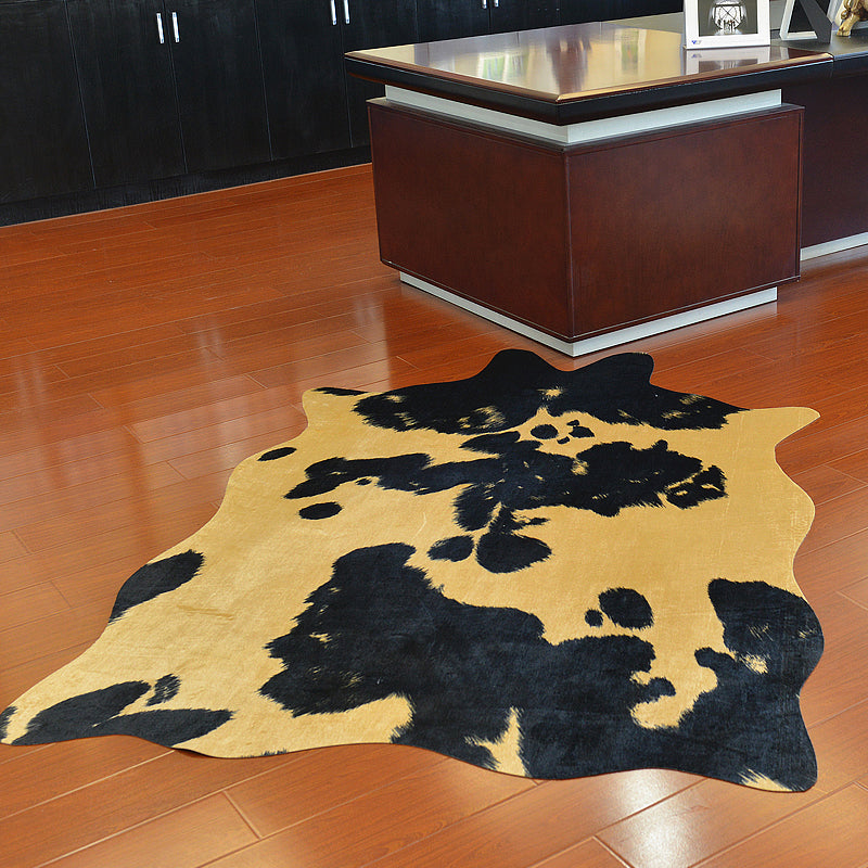 Tappeto unico tappeto di tappeto per pelle di mucca in poliestebile moquette per animali domestici non slip per soggiorno
