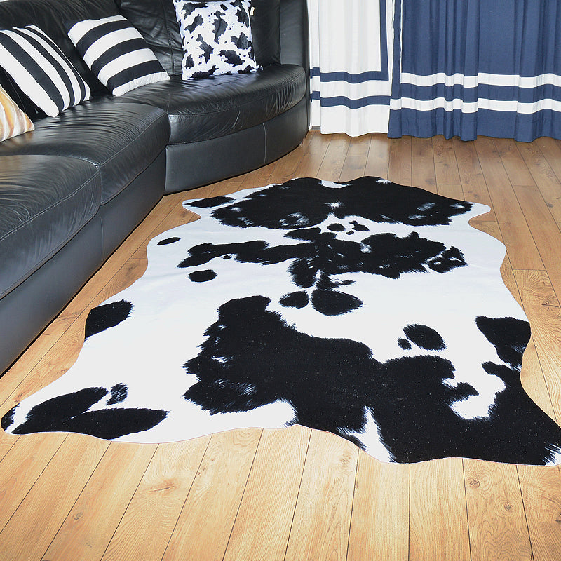 Tappeto unico tappeto di tappeto per pelle di mucca in poliestebile moquette per animali domestici non slip per soggiorno