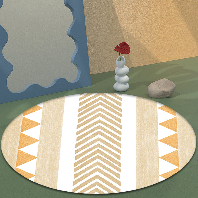 Multi Color Bedroom Rug Modern Geometric and Stripe Pattern Rug Polypropylene Machine Washable Non-Slip Backing Carpet