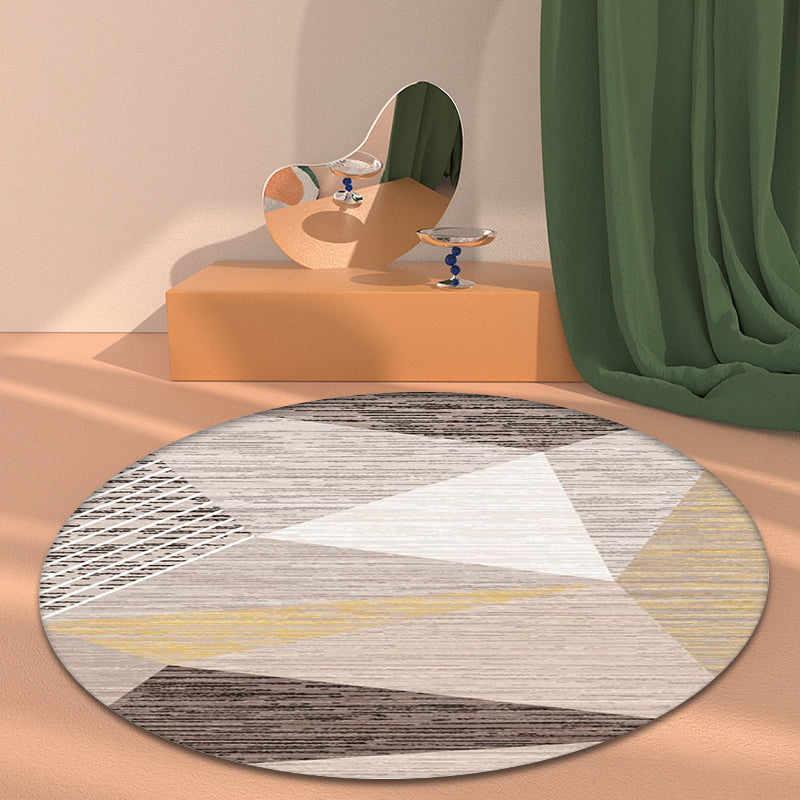 Multi Color Bedroom Rug Modern Geometric and Stripe Pattern Rug Polypropylene Machine Washable Non-Slip Backing Carpet