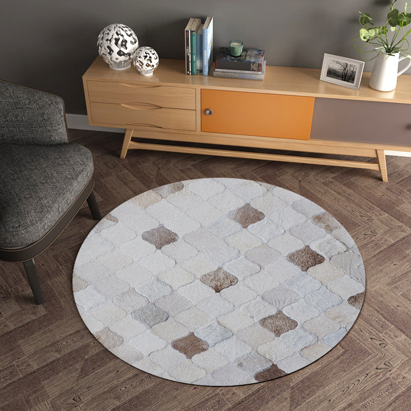 Creative Geometrical Indoor Rug Multicolor Polyester Area Carpet Anti-Slip Backing Pet Friendly Washable Rug for Study