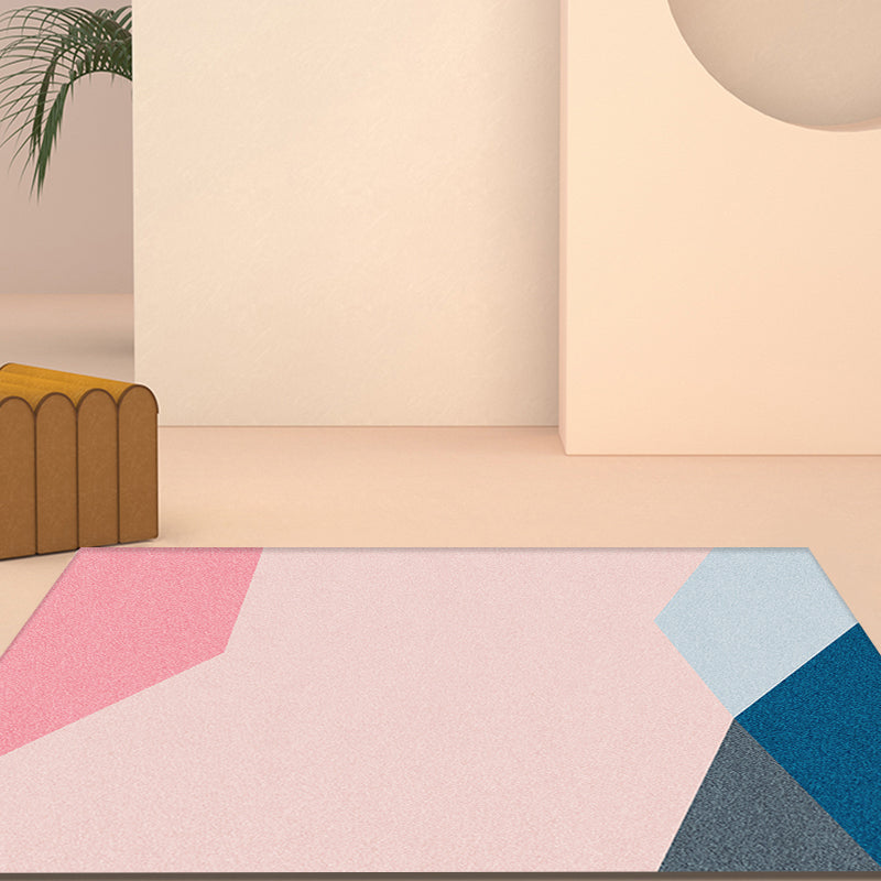 Modern Colorblock Rug Multi-Color Polypropylene Rug Anti-Slip Backing Pet Friendly Washable Area Rug for Bedroom