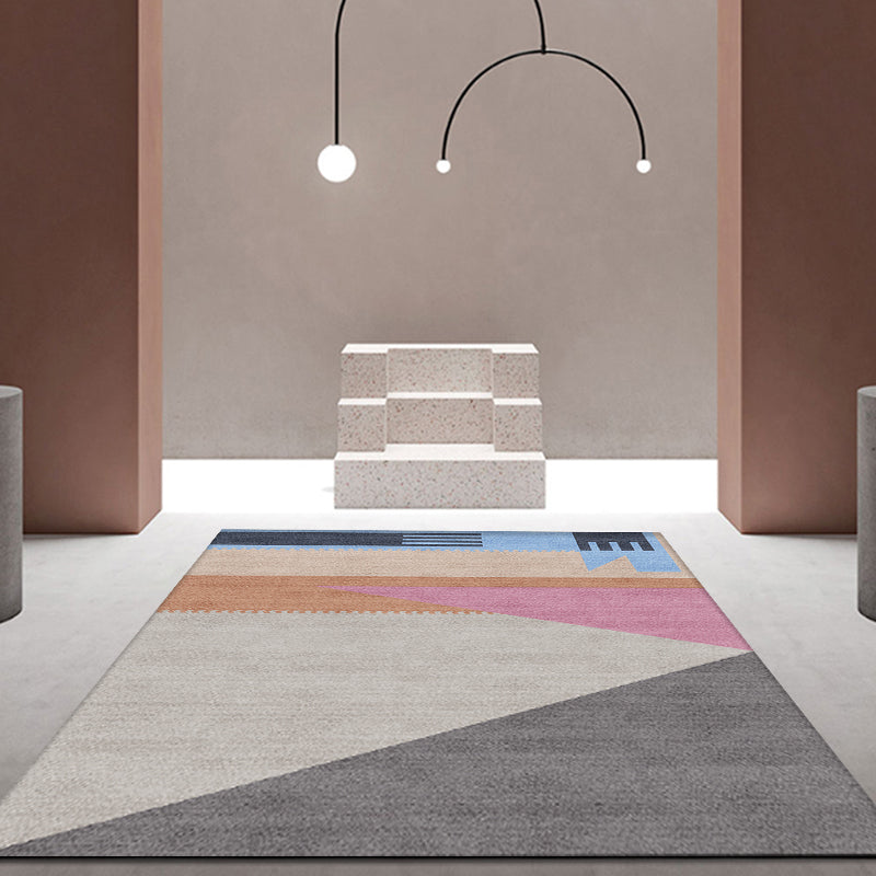 Modern Colorblock Rug Multi-Color Polypropylene Rug Anti-Slip Backing Pet Friendly Washable Area Rug for Bedroom