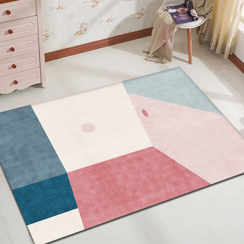 Modern Colorblock Rug Multi-Color Polypropylene Rug Anti-Slip Backing Pet Friendly Washable Area Rug for Bedroom