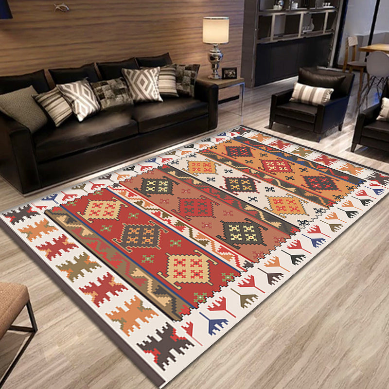 Southwestern Tribal Pattern Rug Multicolor Polyester tapis Anti-Slip Backing Pet Friendly Washable Area Respine pour la maison