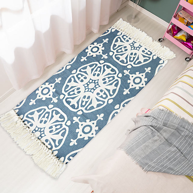 Multicolor tribaal patroon Tapijt Katoen Southwest Trug Wasbaar Non-Slip Pet Friendly Carpet for Living Room