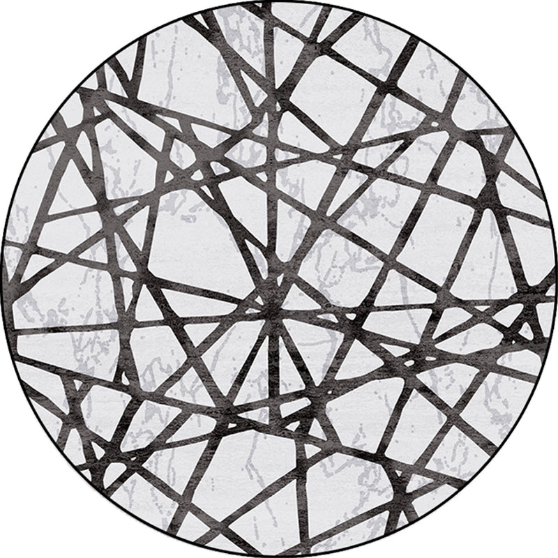 Black Parlor Rug Modernist Geometry Pattern Rug Polypropylene Machine Washable Non-Slip Carpet