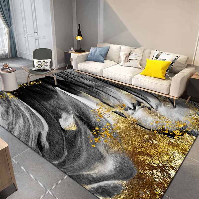 Multi Colored Watercolor Pattern Rug Synthetics Modern Carpet Washable Anti-Slip Backing Rug for Study