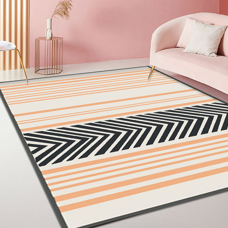 Multi-Color Decoration Indoor Rug Novelty Striped Pattern Rug Synthetics Machine Washable Non-Slip Backing Rug