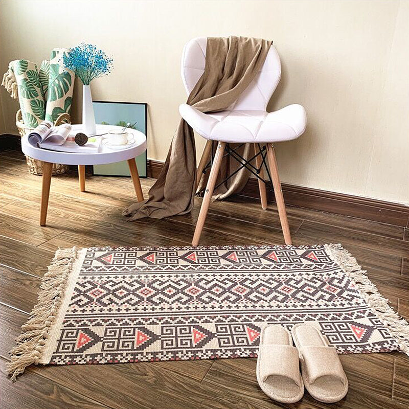 Uniek tribaal patroon Tapijt Multicolor Southwestern Rug Cotton Washable niet-slip huisdiervriendelijk tapijt voor woonkamer