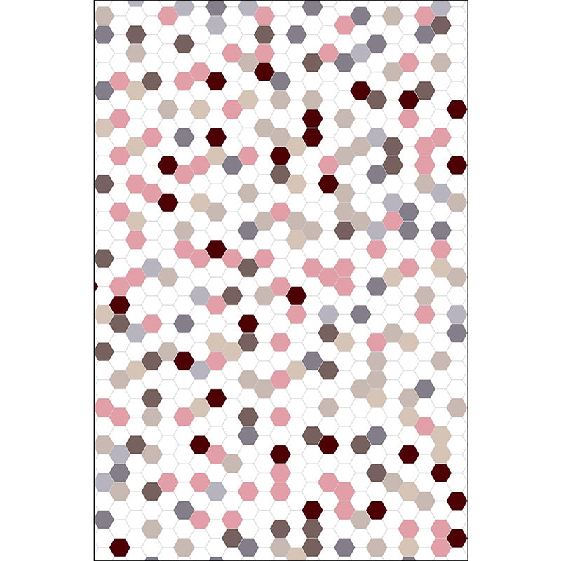 Multicoloured Bedroom Rug Modernist Geometric Pattern Rug Polyester Anti-Slip Backing Washable Area Rug