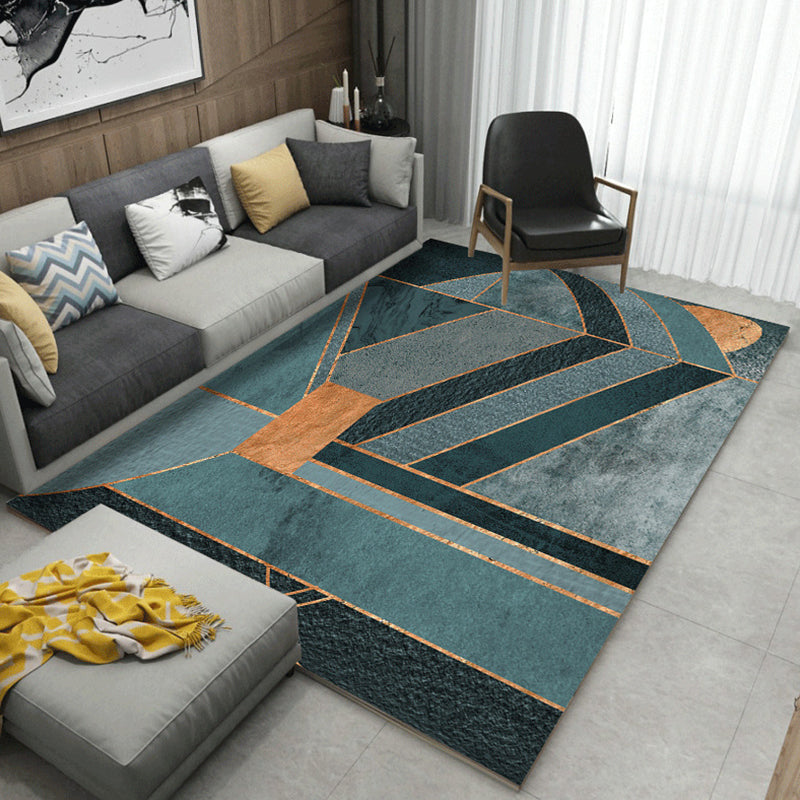 Contemporary Home Area Rug Multicolor Geometric Pattern Rug Synthetics Washable Non-Slip Pet Friendly Rug