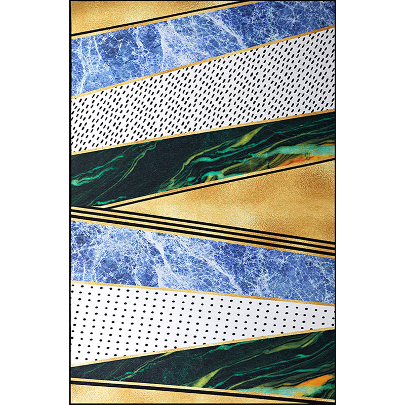 Modern Geometric Pattern Rug Multicolor Polyester Carpet Anti-Slip Pet Friendly Washable Rug for Study
