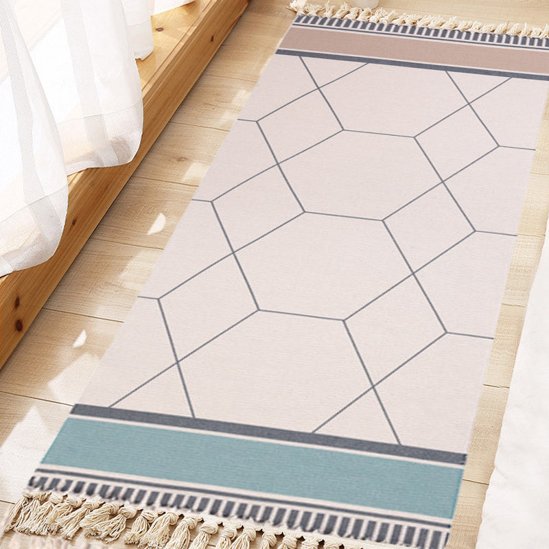 Bohemian Tribal Geometrisches Muster Teppich mehrfarbiger Baumwollteppich nicht rutschtierfreundlicher Waschmaschine Teppich für Schlafzimmer