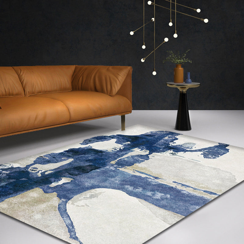 Contemporary Watercolor Pattern Rug Multicolor Polyester Rug Anti-Slip Backing Pet Friendly Washable Area Rug for Study