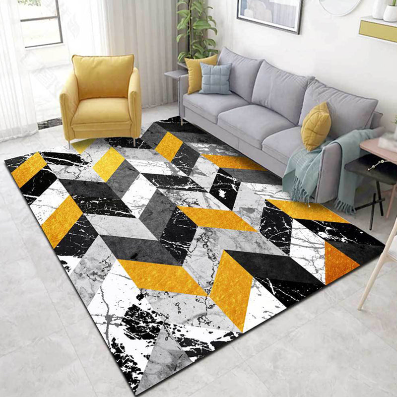 Multicolor Parlor Rug Modernism Geometry Marble Pattern Rug Polyester Machine Washable Non-Slip Backing Carpet