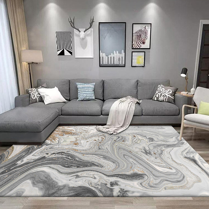 Casual Abstract Rug Grey Nordic Rug Polyester Washable Non-Slip Pet Friendly Carpet for Living Room