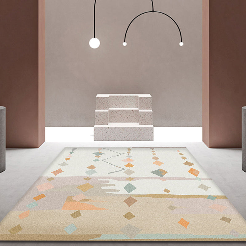 Multi Color Decoration Carpet Novelty Abstract Pattern Rug Polyester Machine Washable Non-Slip Backing Rug