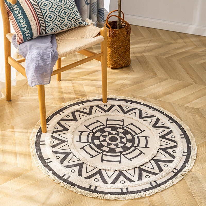 Traditional Tribal Floral Pattern Rug Multicolor Moroccan Rug Flax Pet Friendly Washable Non-Slip Area Rug for Bedroom