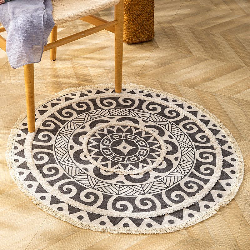 Traditional Tribal Floral Pattern Rug Multicolor Moroccan Rug Flax Pet Friendly Washable Non-Slip Area Rug for Bedroom