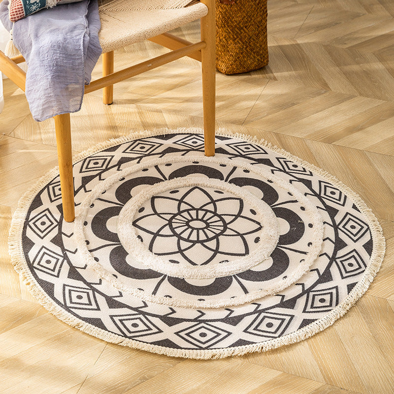Traditional Tribal Floral Pattern Rug Multicolor Moroccan Rug Flax Pet Friendly Washable Non-Slip Area Rug for Bedroom