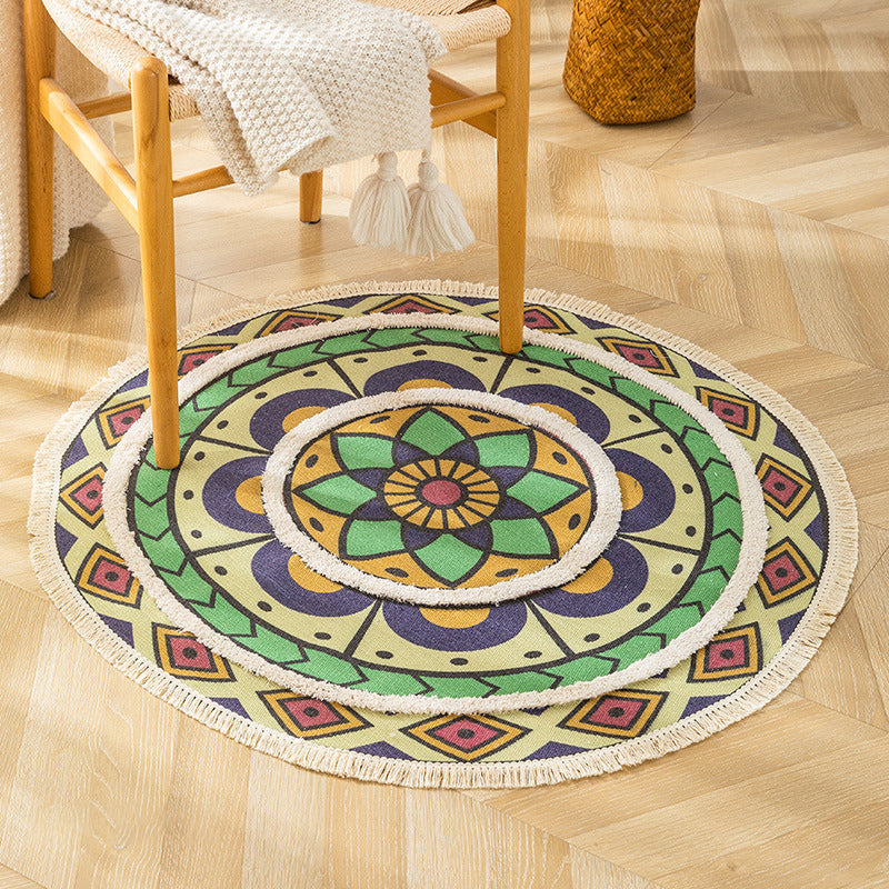 Traditional Tribal Floral Pattern Rug Multicolor Moroccan Rug Flax Pet Friendly Washable Non-Slip Area Rug for Bedroom