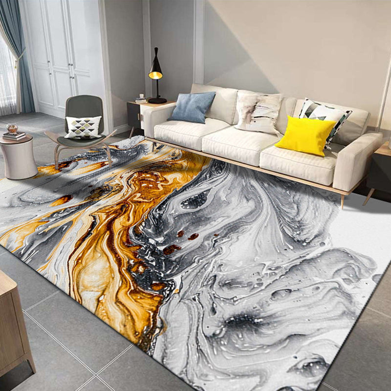 Multi-Color Nordic Carpet Polypropylene Watercolor Pattern Rug Pet Friendly Washable Non-Slip Rug for Home
