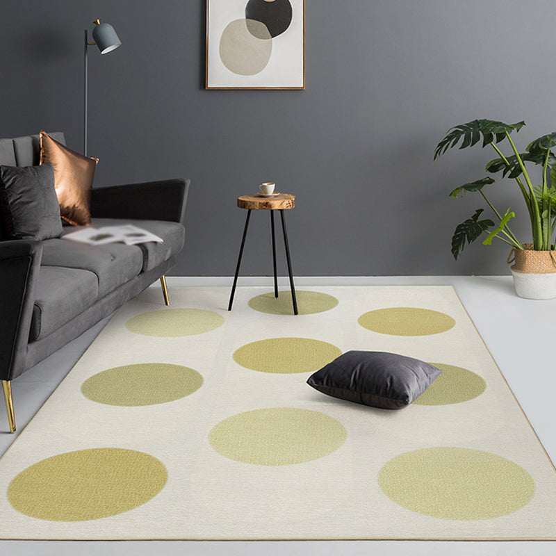 Beige Polka Dot Pattern Rug Chenille Modern Rug Pet Friendly Washable Non-Slip Area Rug for Living Room