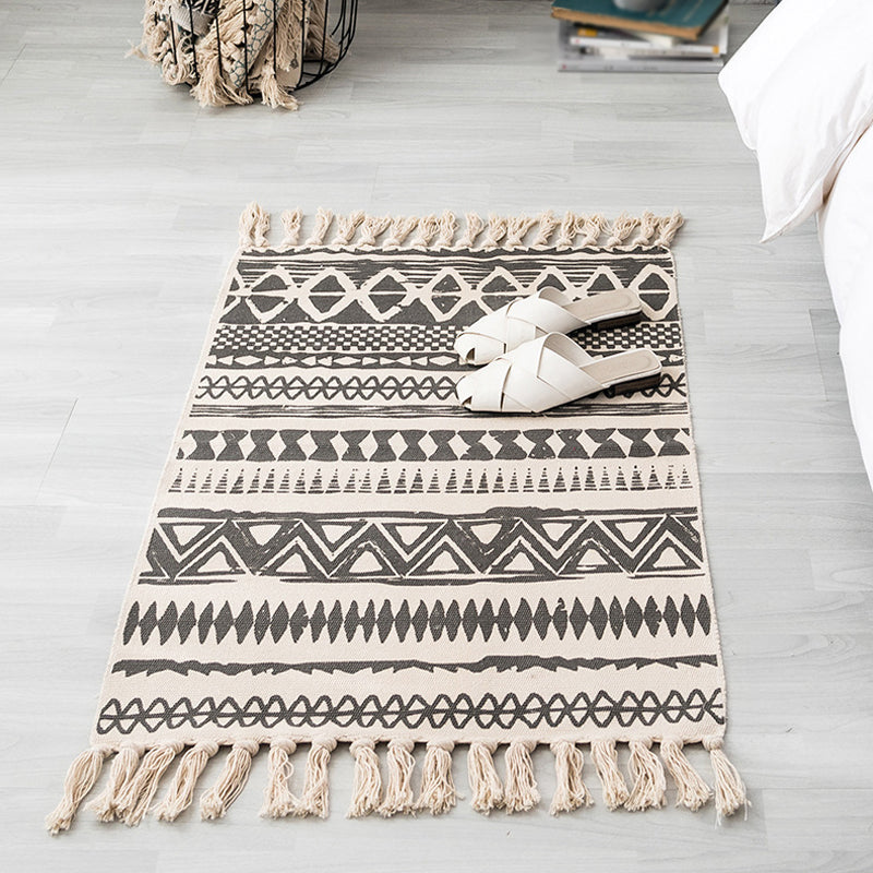 Vintage Tribal Muster Teppich Multikolor Bohemian Teppich Baumwolltierfreundlicher Waschablen nicht rutschfestes Fläche Teppich für Schlafzimmer