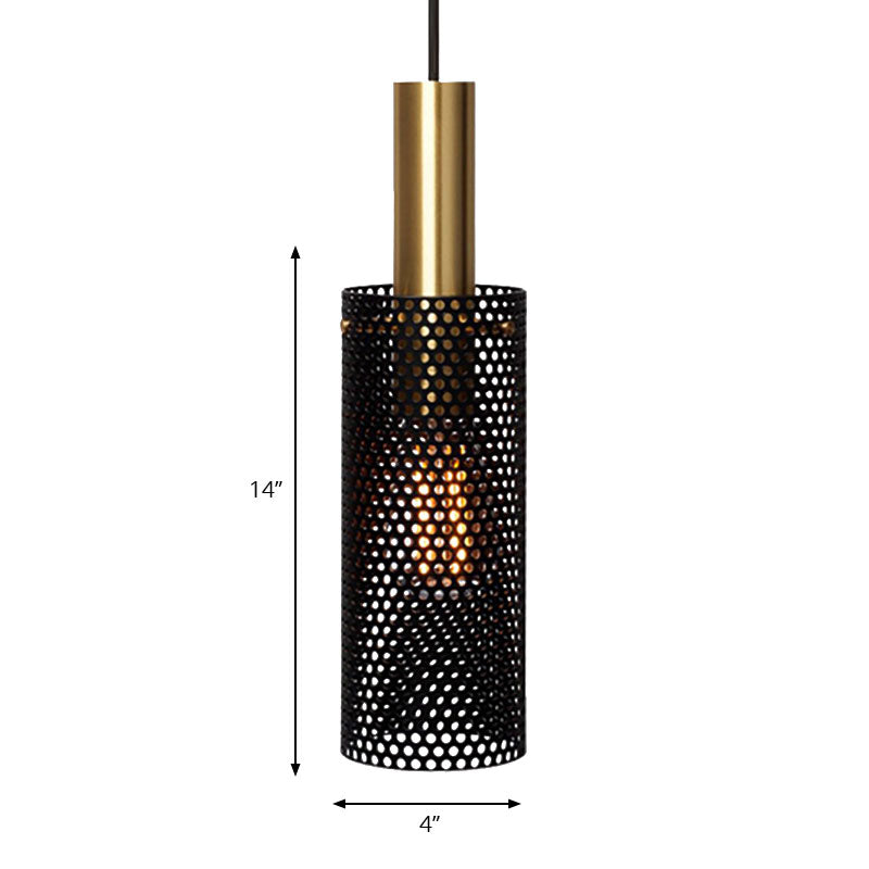 Hohldesign Zylinder hängende Lampe Metall 1 Leichter einfacher Mini -Anhänger in Schwarz/Weiß