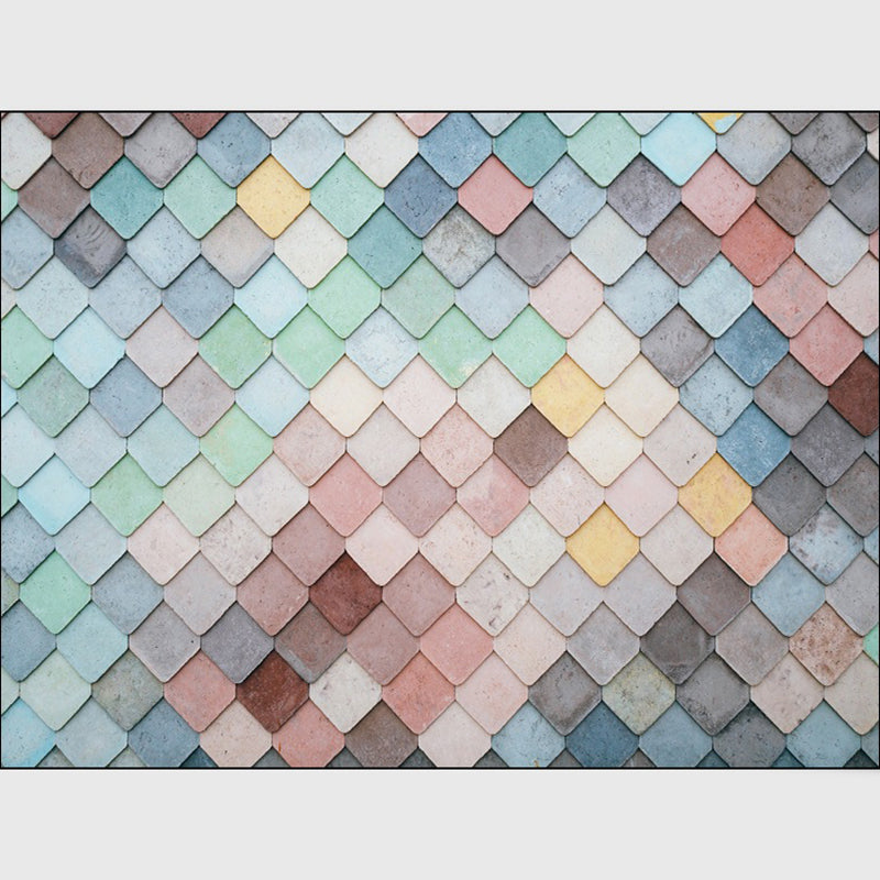 Multicoloured Geometric Pattern Rug Polyester Modern Rug Washable Non-Slip Pet Friendly Carpet for Living Room