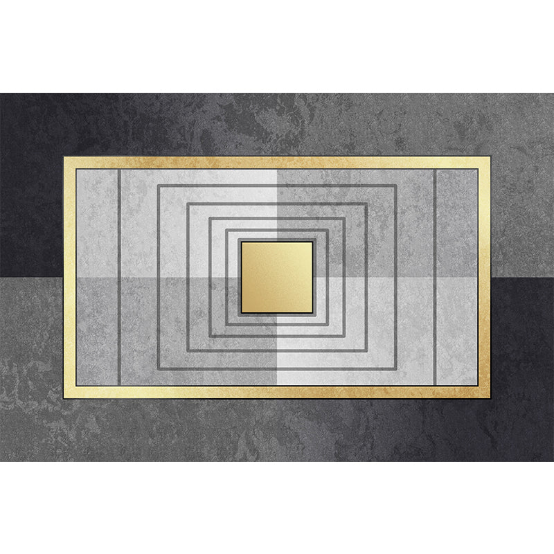 Grey and Camel Modern Rug Polyester Geometric and Stripe Pattern Rug Pet Friendly Washable Non-Slip Area Rug for Drawing Room