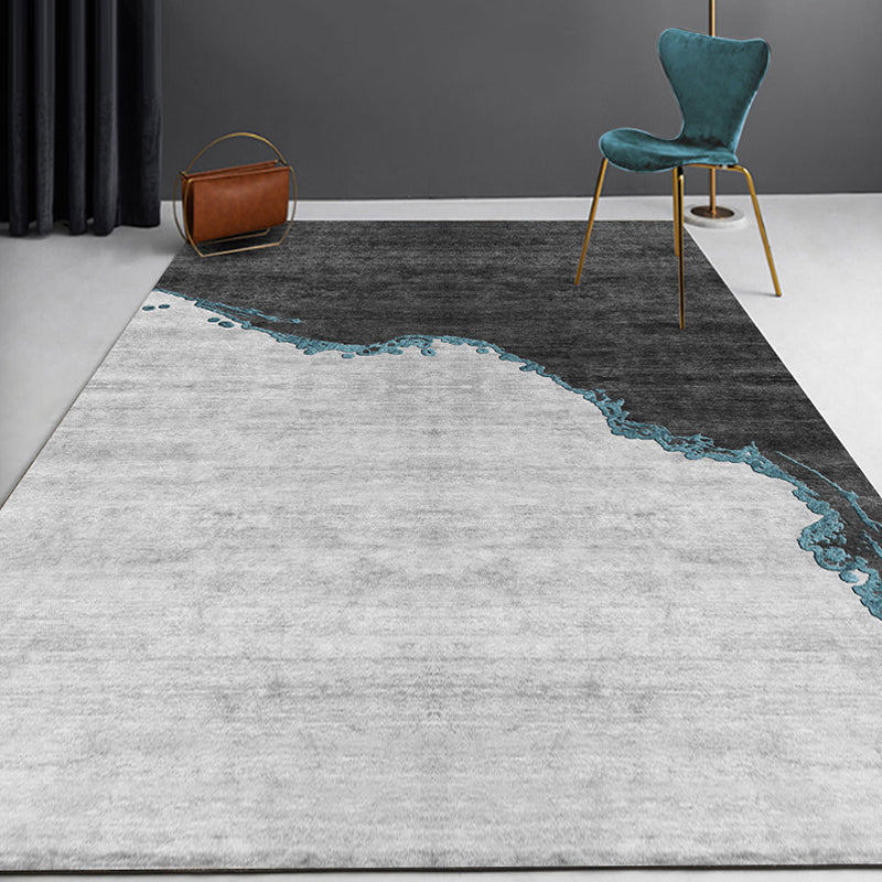 Modern Abstract Rug Grey Polyester Rug Anti-Slip Backing Pet Friendly Washable Area Rug for Parlor