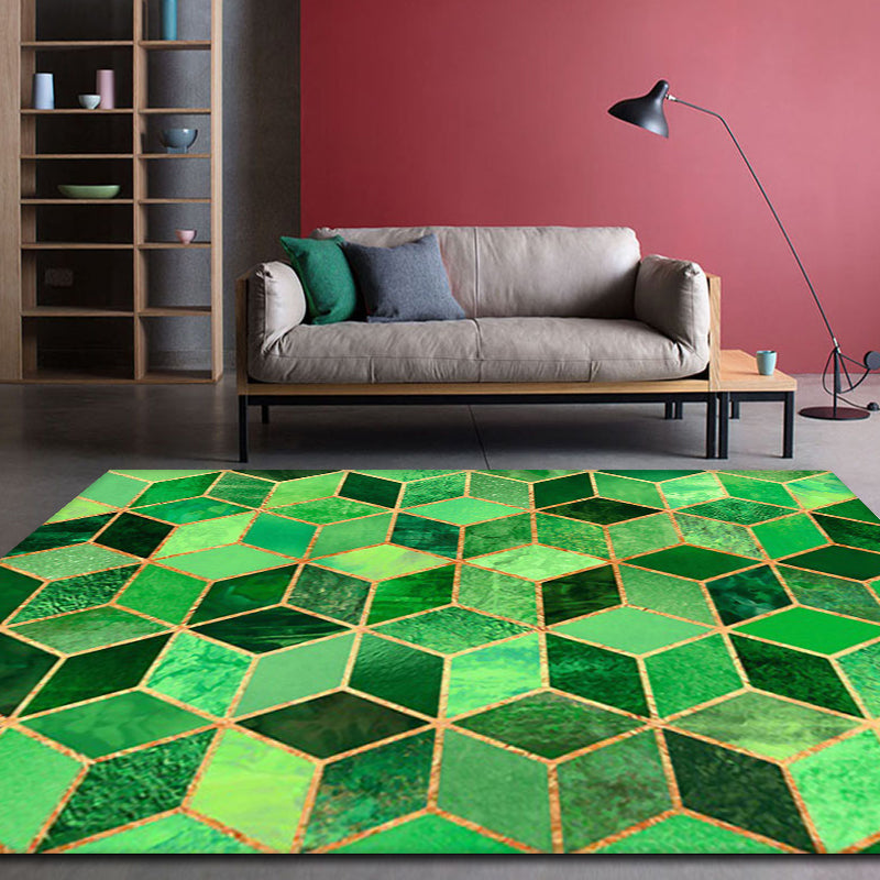 Multicoloured Geometric Pattern Rug Polyester Modern Rug Washable Non-Slip Pet Friendly Carpet for Living Room