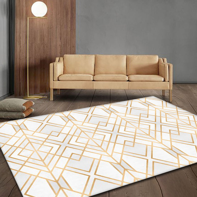 Multicoloured Geometric Pattern Rug Polyester Modern Rug Washable Non-Slip Pet Friendly Carpet for Living Room