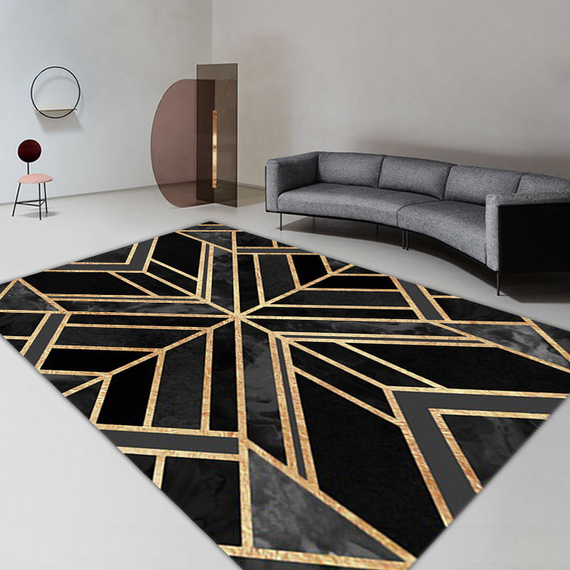 Multicoloured Geometric Pattern Rug Polyester Modern Rug Washable Non-Slip Pet Friendly Carpet for Living Room