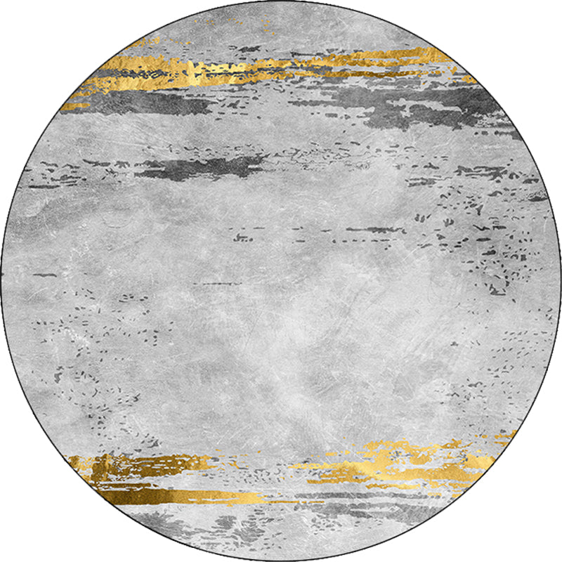 Grey Decoration Rug Industrial Abstract Rug Polyester Machine Washable Non-Slip Backing Carpet