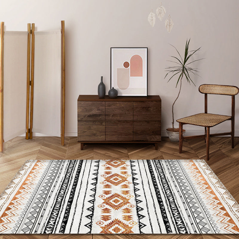 Multi-Colored Home Rug Bohemian Tribal Geometrical Pattern Rug Synthetics Machine Washable Non-Slip Backing Area Rug