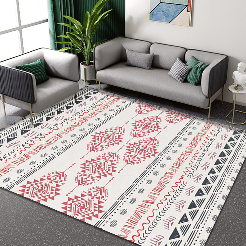 Multi-Colored Home Rug Bohemian Tribal Geometrical Pattern Rug Synthetics Machine Washable Non-Slip Backing Area Rug