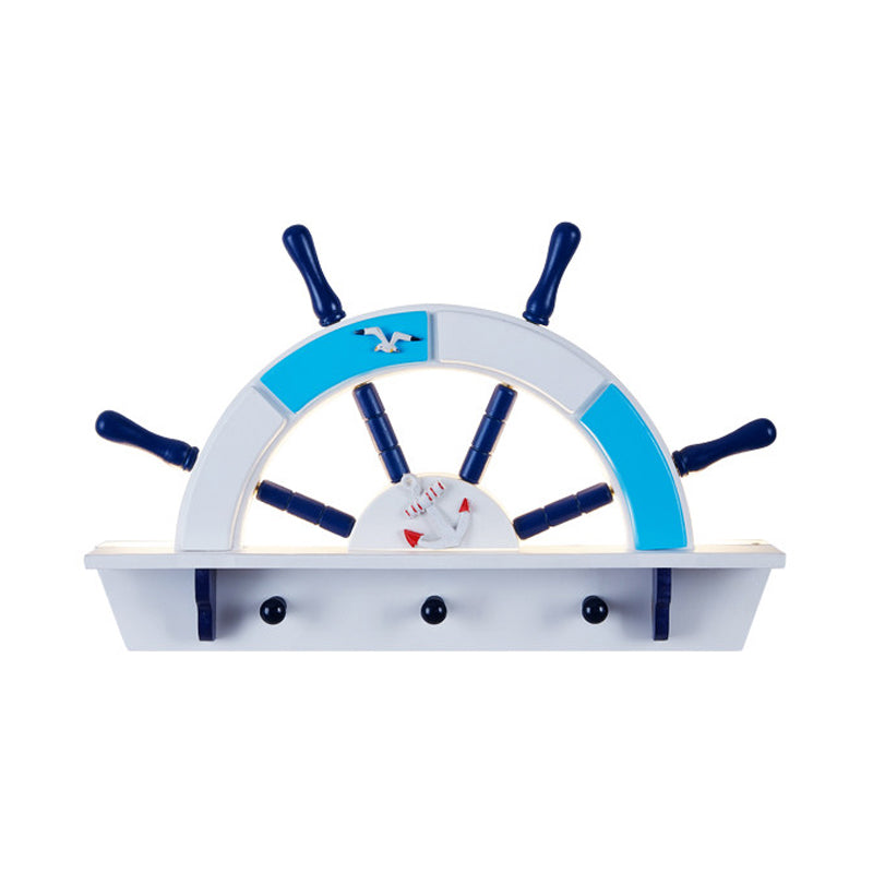 Acrylic Half-Rudder Wall Light Boys Bedroom Nautical Style Wall Lamp in Sky Blue