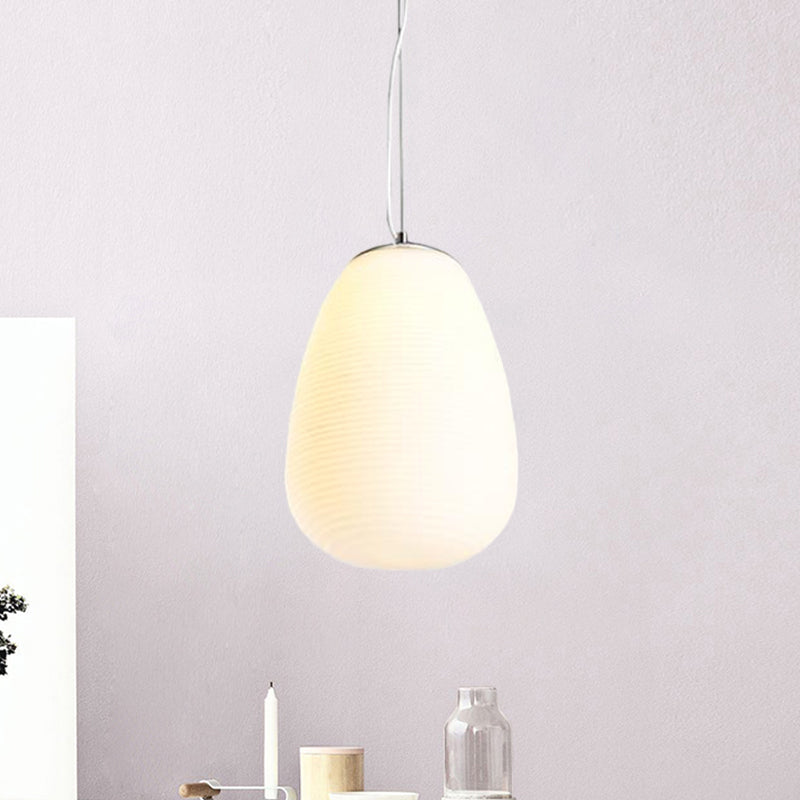 Nordic Stylish Pendant Light 1 Light Opal Glass Suspension Light in White for Office Kitchen Island