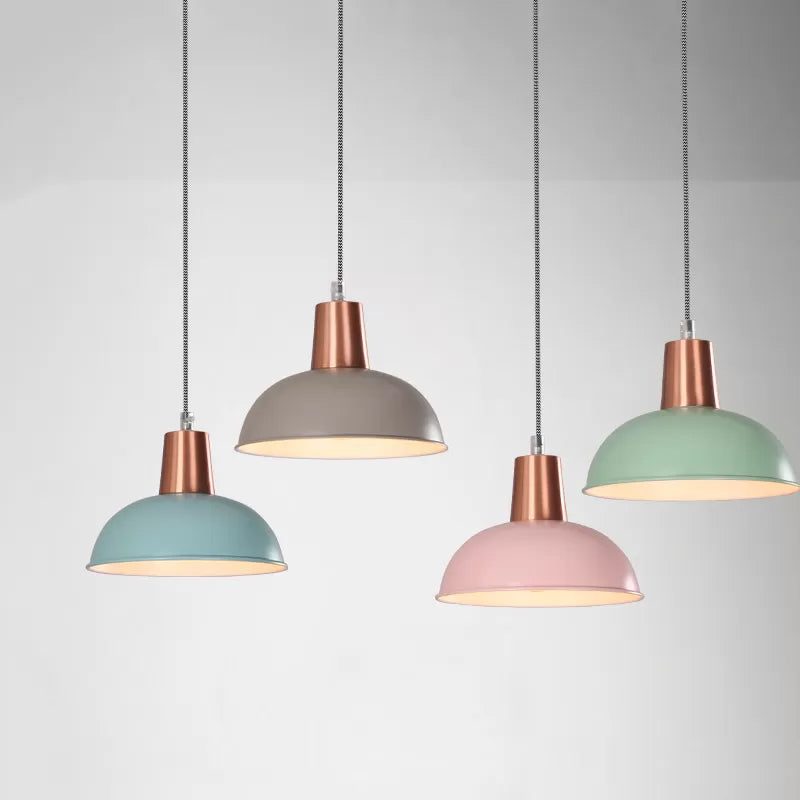 Luz de colgante de tono de domo de metal una luz de suspensión loft de macarrón ligero para escalera de cocina
