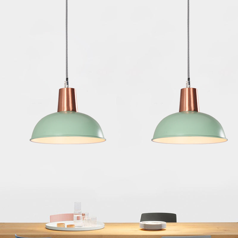 Luz de colgante de tono de domo de metal una luz de suspensión loft de macarrón ligero para escalera de cocina
