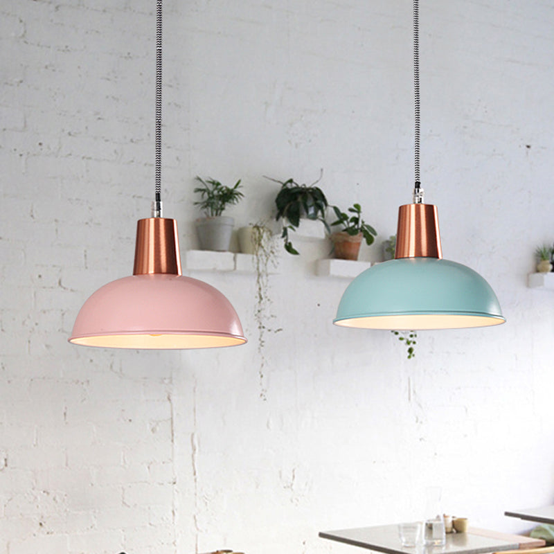 Luz de colgante de tono de domo de metal una luz de suspensión loft de macarrón ligero para escalera de cocina