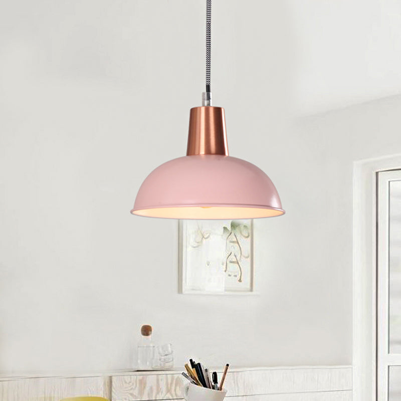 Luz de colgante de tono de domo de metal una luz de suspensión loft de macarrón ligero para escalera de cocina