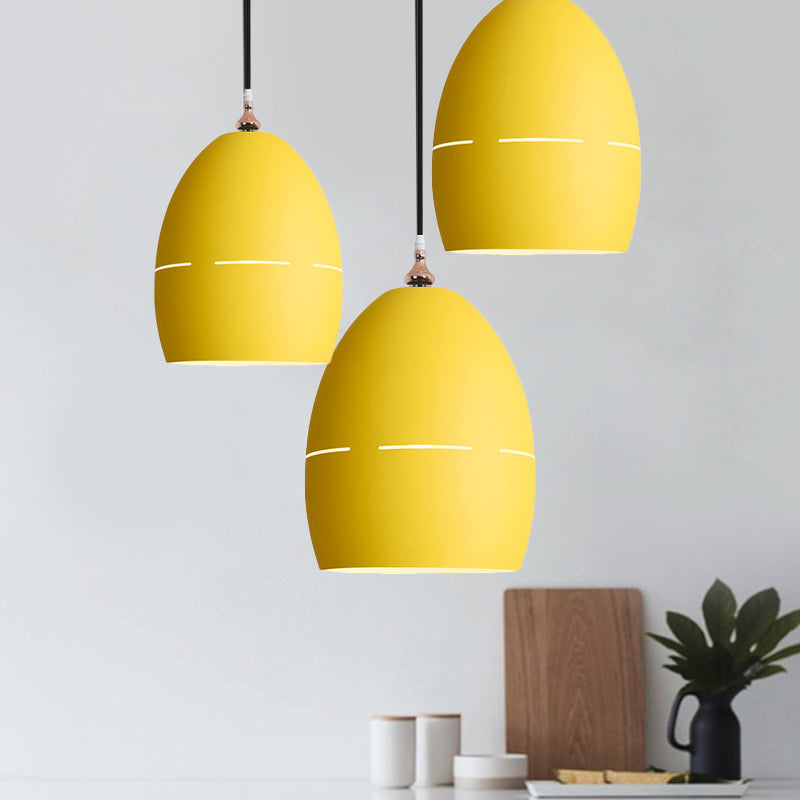 Luz de suspensión de forma ovalada de metal 1 Luz de loft de macarrón ligero para el comedor para el comedor